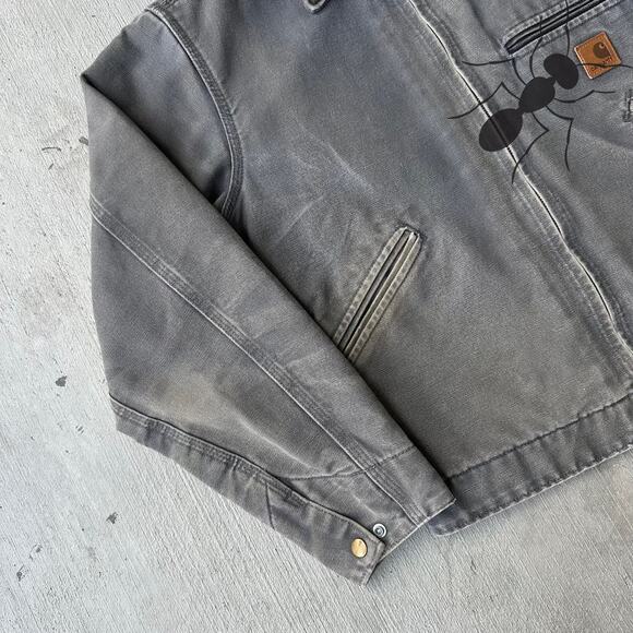 Vintage Y2K Carhartt J97 GVL SMALL gray Detroit work wear jacket - Picture 2 of 9